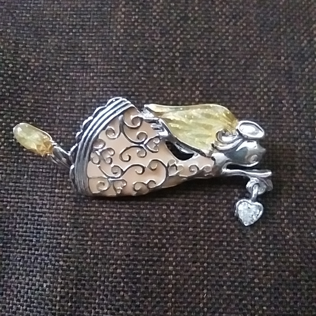 Elegant Angel Brooch With Silver And Gold Details